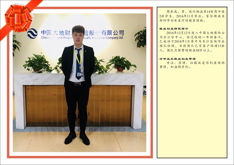 優秀畢業生現代物流系14電商中技2班–周東成