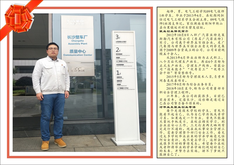 優秀畢業生電氣工程學院09電氣技師1班–趙鋒